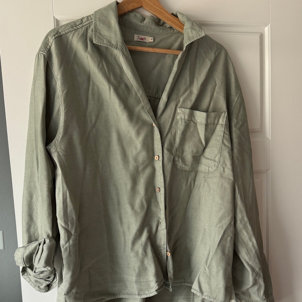 Faherty Light Olive Button-Up Shirt
